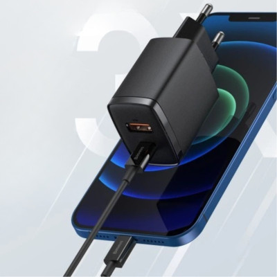 Мережевий зарядний пристрій 20W адаптер з Type-C та USB виходом IMS-C3007 Блок для швидкого заряджання телефону 5V 3A