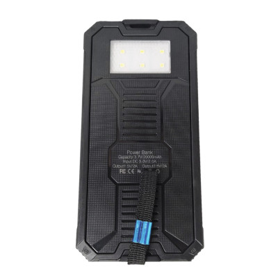Повербанк 15000 mAh Power bank від сонячної панелі Solar зарядний пристрій для телефону з ліхтариком