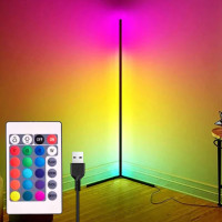 Світлодіодний кутовий RGB торшер підлоговий LED світильник збірної з пультом та регулюванням яскравості 150см