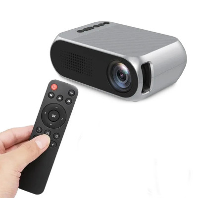 Портативний міні проектор Projector LED YG320 Mini сірий з динаміком для дому лед проектор кишеньковий домашній