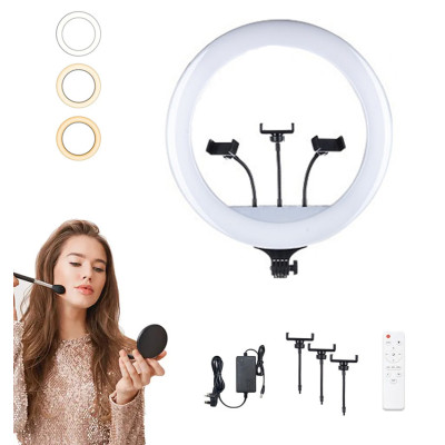Світлодіодна кільцева лампа Ring fill light 45 см для фото та відео з 3 тримачами для телефону Селфі лампа Світлодіодна кільцева лампа Ring fill light 45 см для фото та відео з 3 тримачами для телефону Селфі лампа