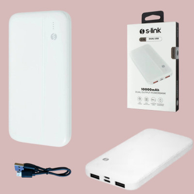 Повербанк Power Bank S-link 10000 mAh Зовнішній акумулятор з дисплеєм Білий