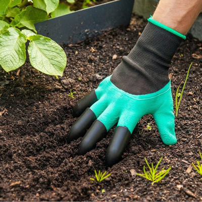 Гумові рукавички з кігтями для саду та городу Garden Genie Gloves Рукавички граблі садові