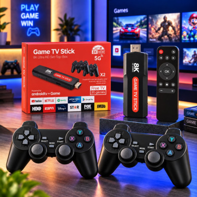 Ігрова консоль Game TV Stick 8K Q9 Max для телевізора з двома бездротовими геймпадами та ретро іграми