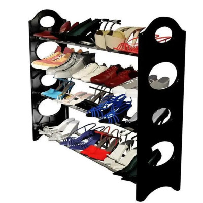 Органайзер полиця для взуття стелаж shoe rack складана стійка підставка чорна шафа для взуття