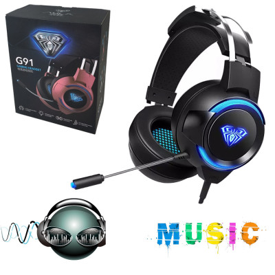 Навушники з мікрофоном Ігрові Mixie G 91 зі світлодіодним підсвічуванням провідні басові стереонавушники