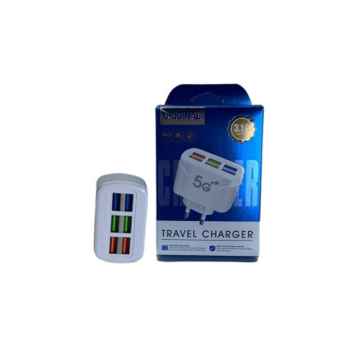 Мережевий адаптер живлення TRAVEL CHARGER швидка зарядка з підсвічуванням 3.1А на 6 usb