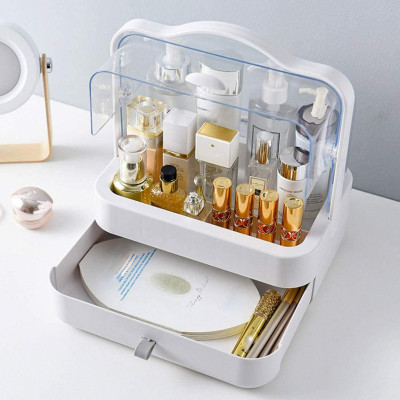 Органайзер для косметики Пилезахисний Водонепроникний Cosmetic Storage Box LD 388 Настільний бокс Рожевий