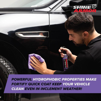 Поліроль проти подряпин для кузова авто Shine Armor спрей для блиску та захисту з мікрофіброю