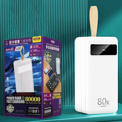 Повербанк RPP-266 швидка зарядка 80000 mAh портативна зарядка power bank для телефону з ліхтариком