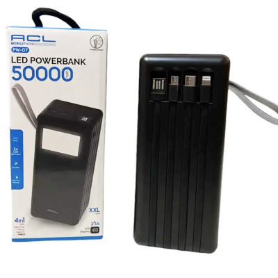 Power bank 50000 mAh повербанк ACL PW07 зарядка для телефону зарядний пристрій Lightning Type-C MicroUSB USB