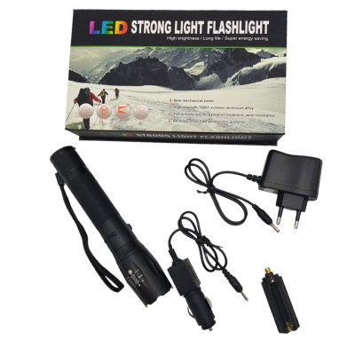 Ручний ліхтар акумуляторний LED STRONG LIGHT FLASHLIGHT 6061 Ліхтарик потужний світлодіодний з фокусуванням променя