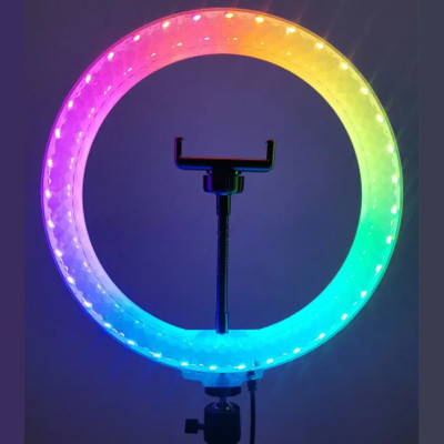 Набір блогера 5в1 Світлодіодна кільцева RGB лампа 3D 36см Штатив 2м Селфі палиця Петличний мікрофон Екш камера