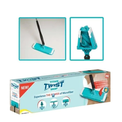 Швабра ледащо з автоматичним віджимом для швидкого прибирання Titan Twist Mop Диво швабра 360 Синя титан моп