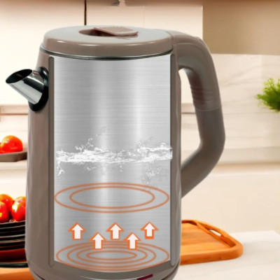 Электрочайник 2,5 л металлический Hoffmans Electronics HM-2542 Электрический чайник для дома 2000W Бежевый