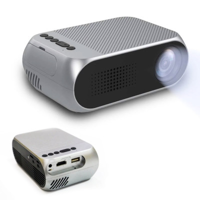 Портативний міні проектор Projector LED YG320 Mini сірий з динаміком для дому лед проектор кишеньковий домашній