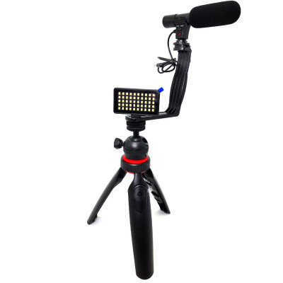 Набір для блогера Vlogger Kit з кульової голівкою штатив мікрофон спалах затиск для смартфона і екшн камери