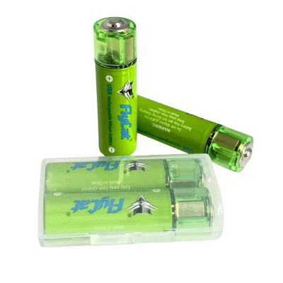 Батарейки акумуляторні перезаряджаємі  USB Акумулятор FluCat AA 2 шт в комплекті в кейсі 1500 mAh