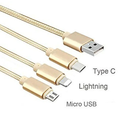 Універсальний кабель розгалужувач 3в1 usb TYPE C lightning для iphone швидка зарядка для телефону