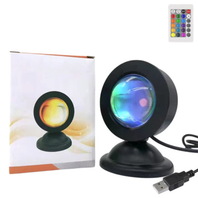 Світильник Sunset Lamp проекційний з пультом USB проектор RGB атмосферна міні лампа кольорова