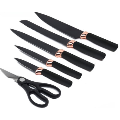 Набір кухонних ножів Knife Set 7 предметів на підставці з нержавіючої сталі