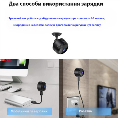 Міні камера IP Відеоспостереження Wi-Fi FullHD 1080 Action Camera A9 бездротова з датчиком руху