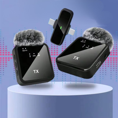 Бездротовий петличний мікрофон 2в1 F15-2 Wireless Microphone з ресивером Type-C Lightning та хутряним вітрозахистом для відеозйомк