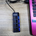 USB хаб розгалужувач на 4 порти з перемикачами на кожен порт концентратор адаптер чорний живлення USB 2.0