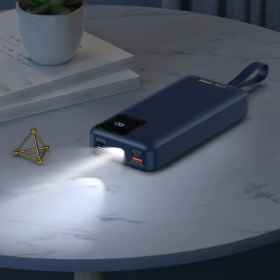 Повербанк 30000 mAh з дисплеєм та ліхтариком Зовнішній акумулятор Remax RPP-550 зарядний 22.5W USB Type-C Lightning для телефону