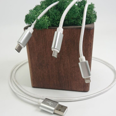 Універсальний кабель розгалужувач 3в1 usb TYPE C lightning для iphone швидка зарядка для телефону