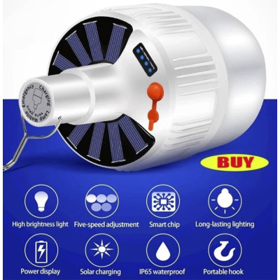 Ліхтар підвісний з акумулятором з USB заряджання Solar Lamp JK 24 LED Лампа на сонячній батареї для кемпінгу з гачком