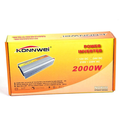Перетворювач напруги KONNWEI 2000W інвертор від акумулятора автомобільний 24V-220V