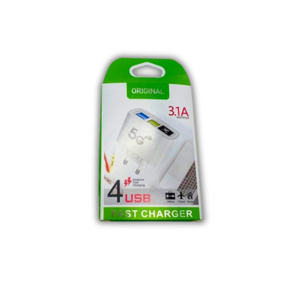 Блок живлення на 4 USB порту FAST CHARGER 3.1А 5G з функцією швидкого заряджання