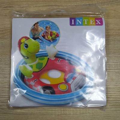 Надувне коло плотик для плавання Intex 59570 Кольорове Дитяче надувне коло з ніжками Інтекс пліт Каченя