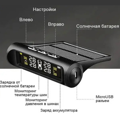 Бездротова система контролю тиску в шинах TPMS із сонячною панеллю зовнішні датчики